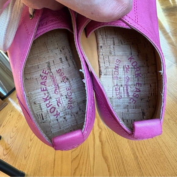 KORK-EASE PINK LEATHER  SNEAKERS CORK TOE shoes womens SIZE 9 tan brown lace up - Picture 9 of 12